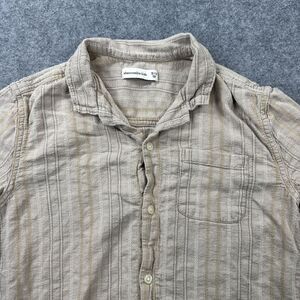 Abercrombie Kids Shirt Boys 13/14 Beige Linen Blend Short Sleeve Button Up